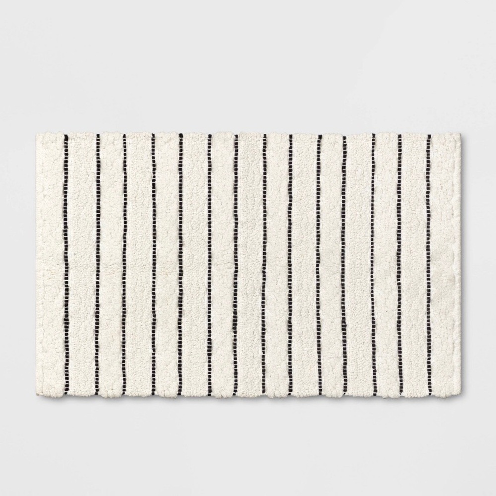Striped Bath Rug White/Black Opalhouse
